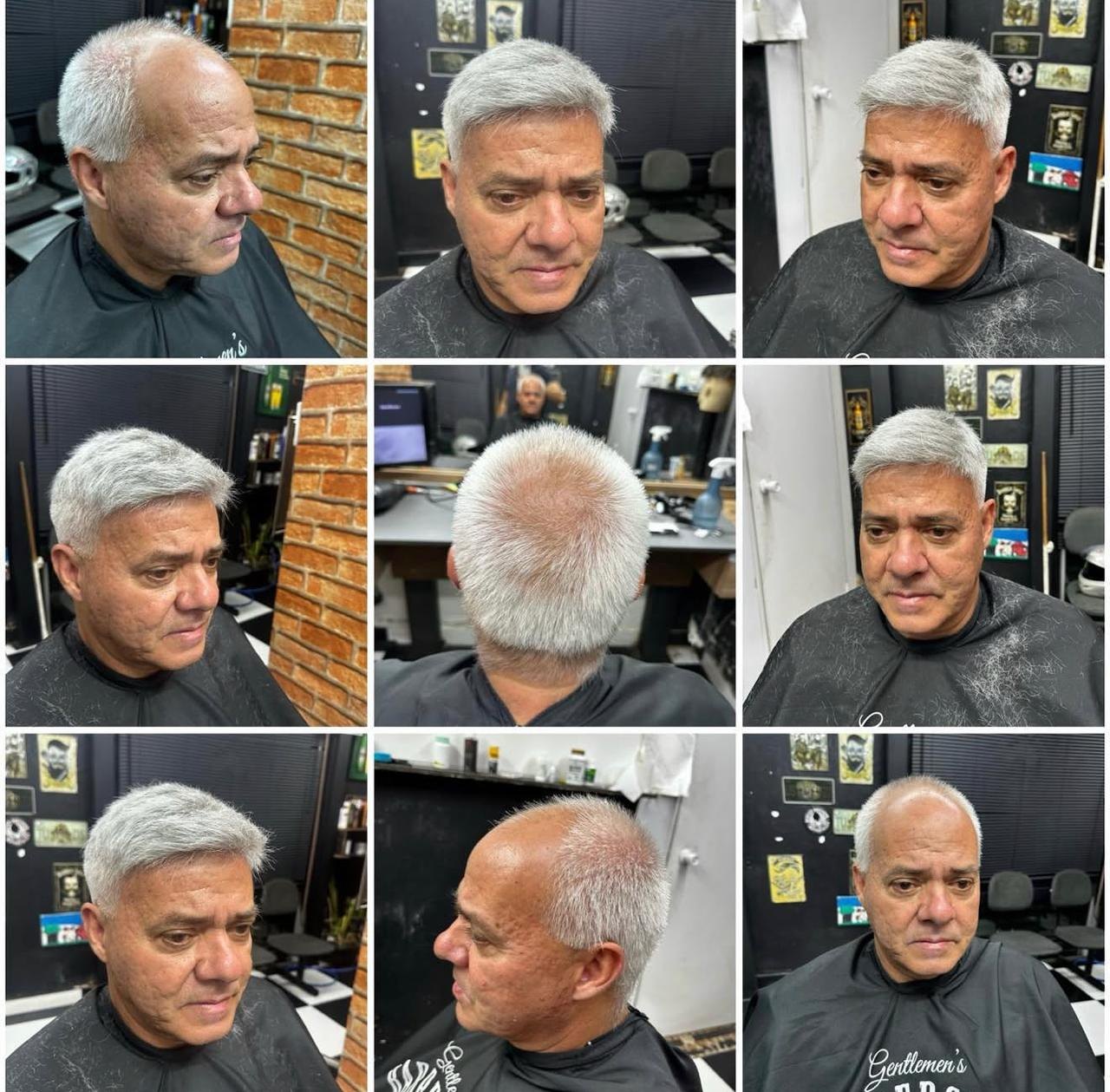Resultado de transformação capilar masculina com cabelo grisalho